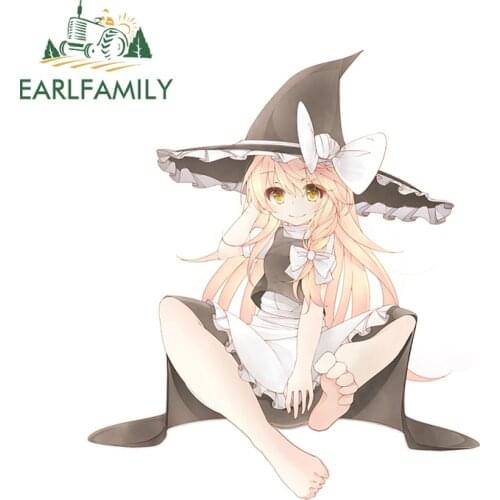 EARLFAMILY 13cm x 11.3cm for Kirisame Marisa Car Assessoires Stickers Waterproof Decal Air Conditioner Surfboard Car Styling