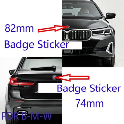 2pcs 82mm 74mm White Blue Emblem Badge BONNET Hood Front Rear Trunk Logo E46 E39 E38 E90 E60 Z3 Z4 X3 X5 X6 51148132375