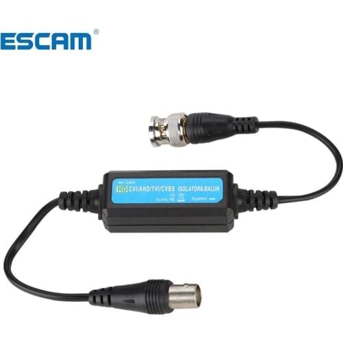 ESCAM HD-TVI/CVI/AHD/CVBS Ground Loop Isolator Video Balun Coaxial BNC Male to Female for Camera