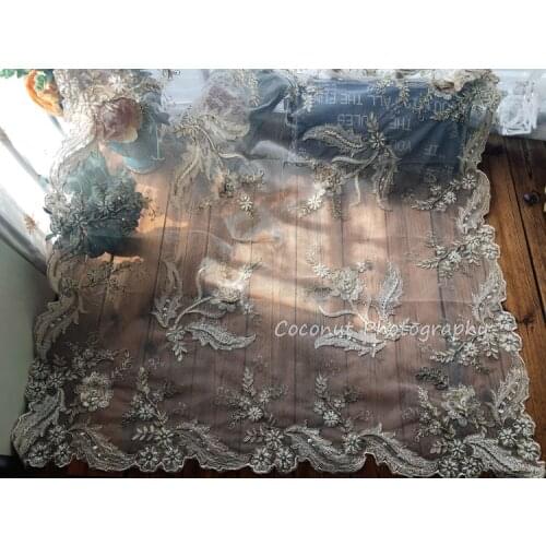 Coconut Newborn photography props European lace hand-nailed beaded background cloth blanket