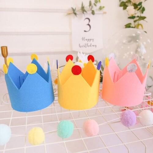 Adults Birthday Hat Kids Party Crown Non Woven Pink Yellow Black Party Hat First Birthday Headwear Photoprops