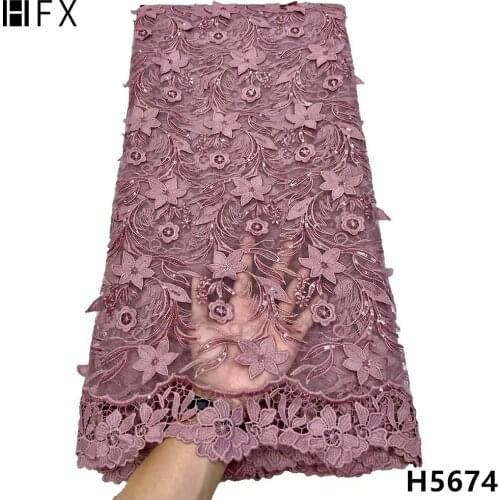 HFX Newest French Lace With Cord Lace African Lace Fabric 2021 Tulle Laces Embroidery Net Lace Sewing For Women Party X5674