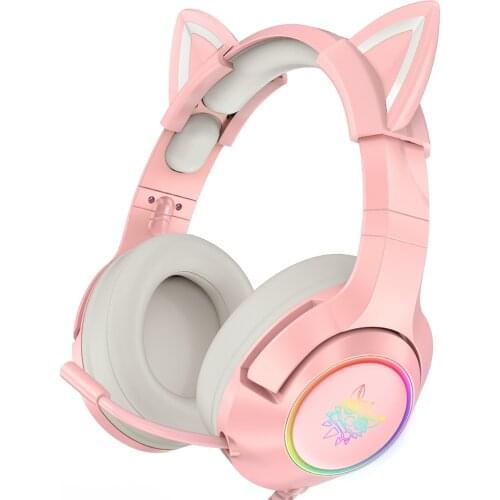 ONIKUMA K9 Pink Gaming Headset For Girls PC Stereo Gaming Headphones with Mic & LED Light For Laptop/ PS4/Xbox One Controller
