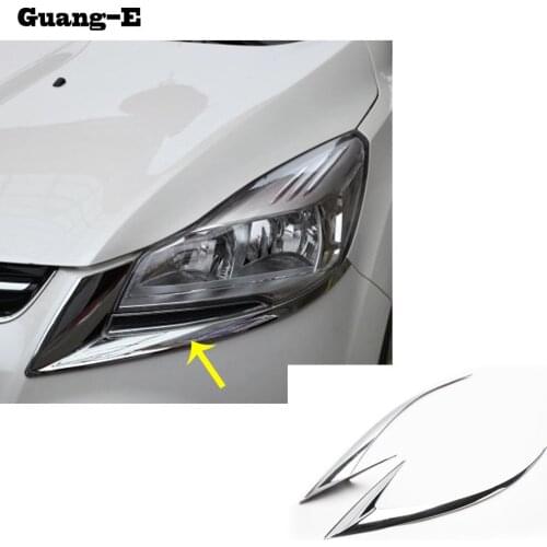 Car Body Front Light Lamp Detector Frame Stick Styling ABS Chrome Cover Trim Parts 2pcs For Ford Kuga Escape 2013 2014 2015 2016