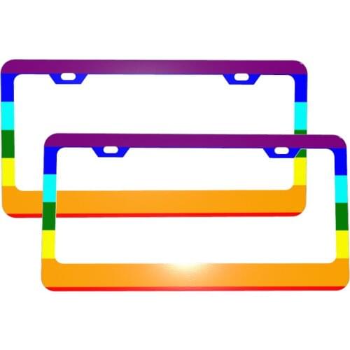 LGBT Gay Lesbian Bisexual Pride Rainbow License Plate Frame Car Plates Tags Bluish Printed Auto Tag Personalized Car Decoration