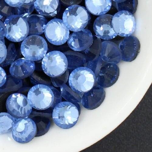 Lt.sapphire Strass DMC Hot Fix Rhinestones Flatback Glass Stones For Needlework 1440pcs Iron on Crystal For DIY Wedding Dresses