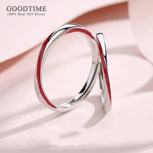 Trendy Red Color Couple Ring Pure100% 925 Sterling Silver Rings For Women Men Anniversary Jewelry Gift For Party