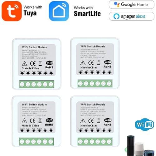 16A MINI WiFi Smart Switch Module Timer Wireless Switch Support Alexa Google Home Voice Control Work With Smart Life/Tuya APP