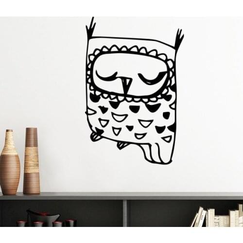 Cartoon Owl Animal Portrayal Silhouette Line Sketch Removable Wall Sticker Art Decals Mural DIY Wallpaper for Room Decal
