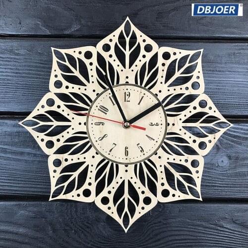 Mandala Wall Clock Made of Wood Decorate Your Home with Modern Art - Size 12 Inches