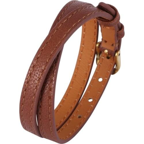 New Fashion Women Jewelry Brown Leather Bracelet Handmade Golden / Rose Gold Alloy Buckle Multilayer Wrap Bracelets PD0588