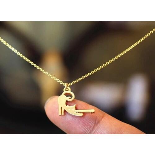 New style color women pendant necklace Lazy cat Necklaces for party Blend Color