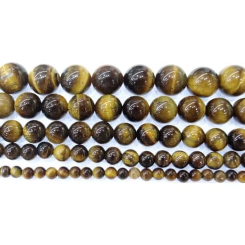 Wholesale Natural Stone Brown Gold Tiger Eye Agates Round Beads 15" Strand 4 6 8 10 12 MM Pick Size For Jewelry DIY Bracelet