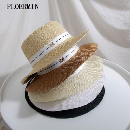 Fashion 2020 Summer Women Boater Sun Hat Female Casual Panama Hat Lady Ribbon Classic Bowknot Flat Women Travel Beach Hats