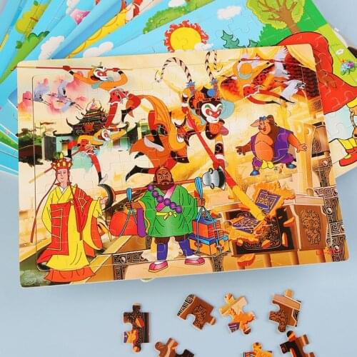 Wooden 80pcs Puzzle Childrens Animal Cartoon Fairy Tale Plane Puzzle Baby Early Education Educational Building Block Toy