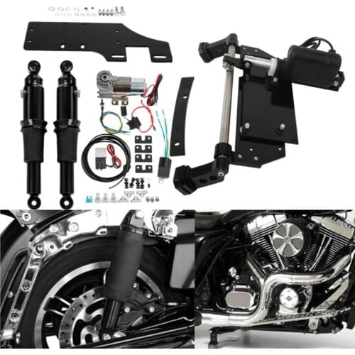 Motorcycle Rear Air Ride Suspension Electric Center Stand Shock Air Tank For Harley Touring Electra Street Road Glide FLTC FLHX
