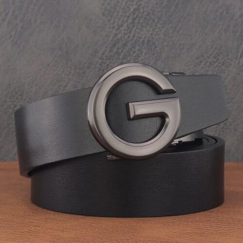 High Quality G letter Automatic Buckle belt men genuine leather black belts luxury brand Waistband casual ceinture homme fashion
