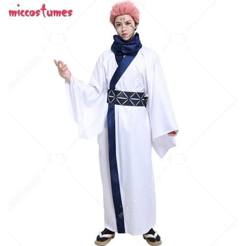 Ryomen Sukuna King of Curses Cosplay Costume Men Casual Yukata Robe Japanese Style Simple Kimono Outfit with Obi Scarf