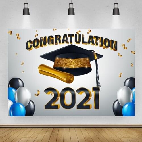 Student Congratulation 2021 Banner Photo Backgrounds Graduation Party Decor Wall Backdrops Photography For Indoor Room Table
