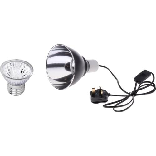 Reptile Light Dome Fixture Reflector Lamp Holder+ UV Halogen Heater Bulb 50W