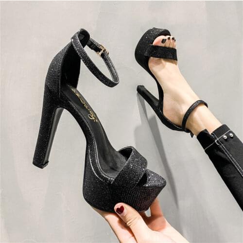 Gold Sexy High Heels Shoes Women Pumps Peep Toe Platform Heels sandals Women Shoes Party Buckle Strap Wedding Shoes Woman 2021