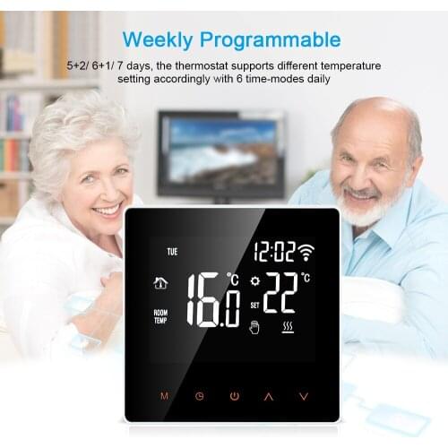 Smart Thermostat Water/Gas Boiler Digital Temperature Controller Touchscreen LCD Week Programmable Anti-freeze Function