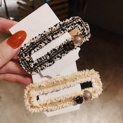 Vintage Simple Fabric BB Hair Clip Pins Girls Fashion Rhinestone Hairpins for Women Female Jewelry Kawaii Hair Accessories Clips