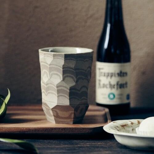 Japanese Retro Ceramic Irregular Coffee Mug Simple Household Geometric Milk Cup Handmade Coarse Pottery Office Afternoon Teacup