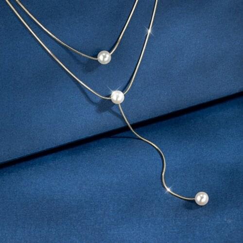 New 2021 High Quality Jewelry Fashion Women Pearls Necklace Summer Pearl Layered Necklace For Gift Wholesale Tassel Necklaces