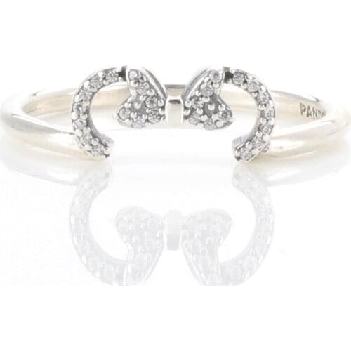 Bewill 100% Real 925 Stelring Silver Minnies silhouette ring For Women Jewelry Gift