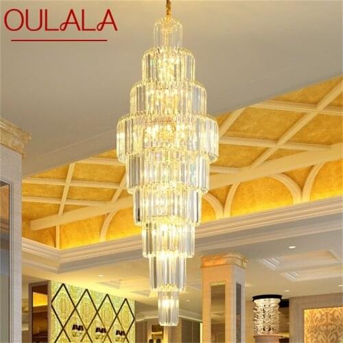 OULALA Gold Chandelier Fixtures Modern Luxury Crystal Pendant Lamp Light Home LED for Stairs Hall Decoration