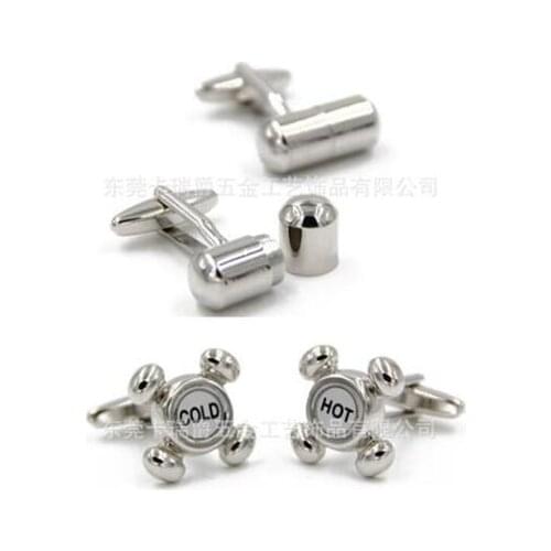 10pairs/lot Creative Openable Pillbox Pill Box Cufflinks Pill Capsule Tube COLD HOT Water Tap Cuff Links Cufflink Men Jewelry