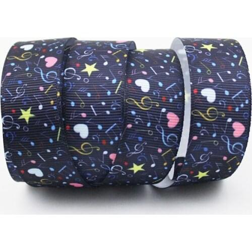 16-75mm cartoon music note print grosgrain ribbon 10/25/50yards DIY gift wrap sewing wedding decor ribbon