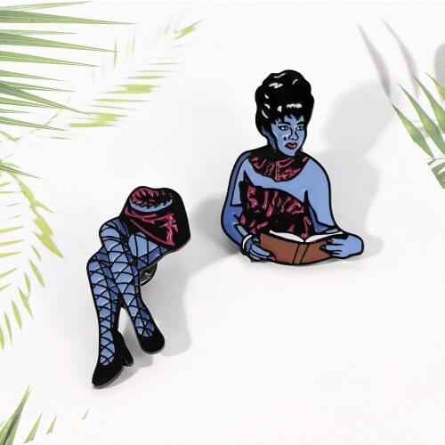 2pcs/set Beetlejuice half lady body brooch enamel pins badges cosplay jewelry accessoires gifts