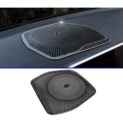 2 styles Aluminum Alloy Dashboard Loudspeaker Cover Stickers Trim for Mercedes Benz C W205/GLC 2015-2018