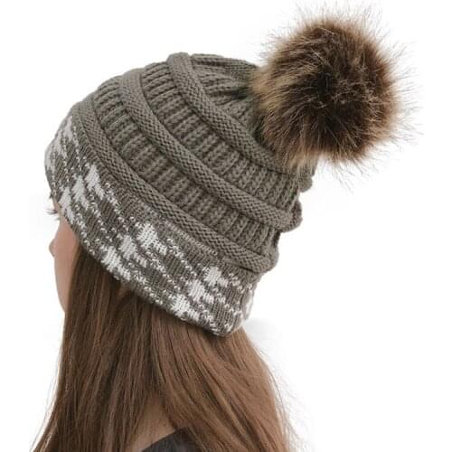 2020 New Selling Wool Knitted Hat Women Solid Color Hairball Hats Winter Accessories For Women Bonnet Holiday Gift