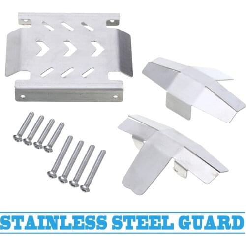3pcs/set Stainless Steel RC Car Chassis Guard Anti-bump Board Plate With Screws For LOSI LMT 1/8 RC Car Auto Parts Accessories