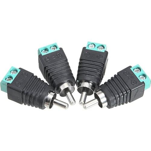 4pcs/lot 2 Pin Connector Stereo Adapter RCA Audio Mono Channel Plug To Screw Terminal Audio Mono Channel Plug