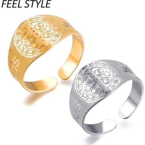 5 Style Stainless Steel San Benito Virgin Mary Cross Adjustable Rings For Women Religious Jewelry Accessories
