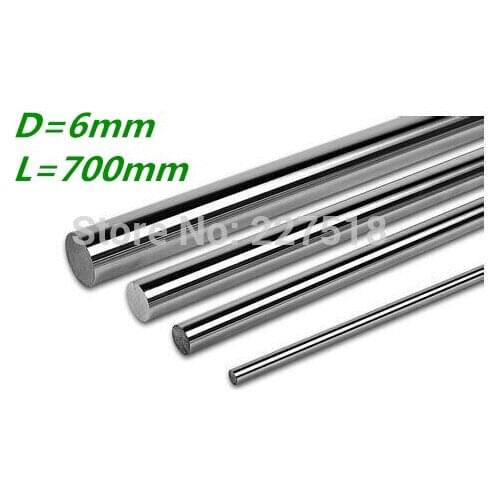 6pcs/lot linear shaft 6mm diameter 700mm harden linear rod round shaft