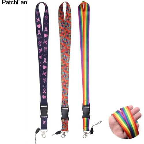 A3215 3pcs/Set Patchfan Rainbow Buckle Strap Neck Lanyards for Safety For Mobile Phone USB ID Badge Holder Key for kids