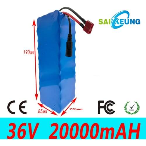 36V 20AH 16AH Rechargeable Lithium-Ion Battery Pack with 30A BMS Protection Function is Suitable for Electric Bicycle Scooter