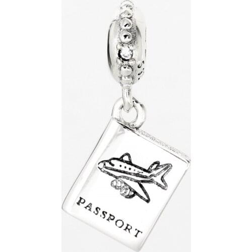 Free Shipping Authentic 925 Sterling Silver Passport Hanging Charms Fit Original Bracelet For Women DIY Jewelry S925 Beads