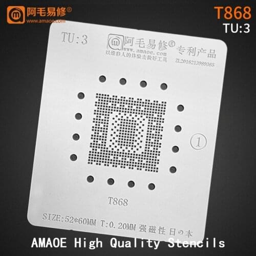 BGA Stencil For LCD TV CPU T868 AML7366-M3 Chipset Reballing IC Pins Amaoe Square Hole Soldering Tin Plant Net Heating Template