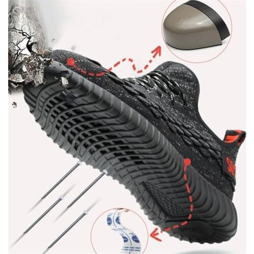 Safety Shoes Men Breathable Summer Mens Shoes Standard Steel Top Anti - Smash Anti - Puncture Work Shoes Steel Toe Work Boots