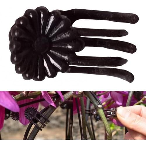 Black Small 100Pcs Plastic Plant Support Clip Orchid Stem Clamp Vegetable Holder Garden Plant Non-slip Inverted Fixing Frame