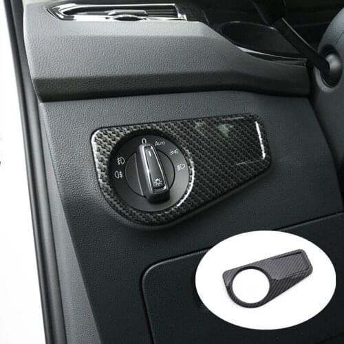 For Seat Tarraco 2018 2019 2020 ABS Carbon fiber Car Headlamps Adjustment Switch Cover Trim Sticker Accessories Styling 1pcs