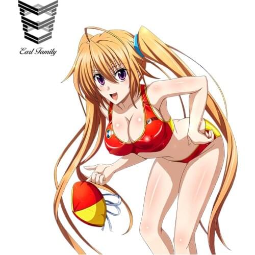 EARLFAMILY Sexy Car Stickers High School DxD Shidou Irina Render Cartoon 3D Car Styling Vinyl Car Window Wiper Decal Accessories