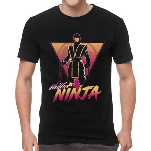 Mortal Kombat Retro Hellfire T-shirt Mens Fashion T Shirt Short Sleeve 100% Cotton Video Game Tshirt Cool Tees Tops