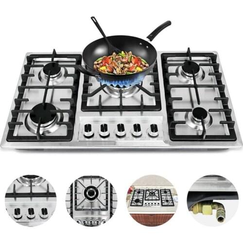 33.8" Built-in 5 Burners Cooktop Stainless Steel Gas Stoves Natural Gas Hob Cooker Cooktop Gas Cooker Cookware